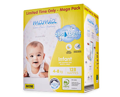 Mamia Nappy Mega Box Nappies Infant 128pk