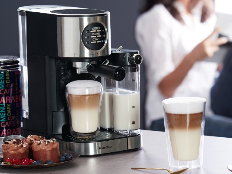 SILVERCREST KITCHEN TOOLS(R) 1,470W Espresso Machine with Milk Frother