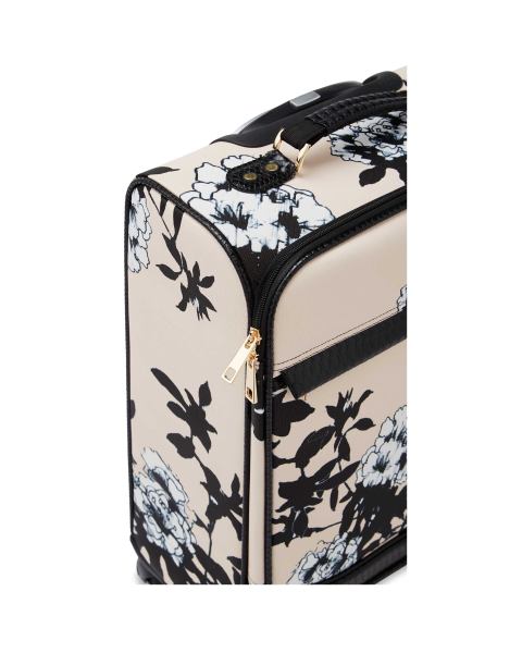 Beige Floral Travel Suitcase