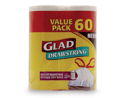 Glad Drawstring Kitchen Tidy Bags Medium 60pk