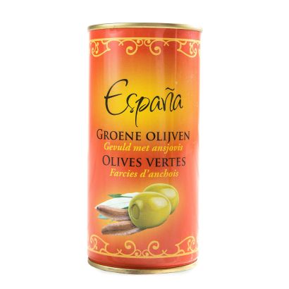 Grüne Oliven, gefüllt mit Anschovis-Paste