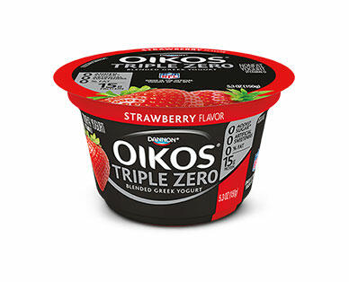 Dannon Oikos Triple Zero Greek Yogurt Vanilla or Strawberry