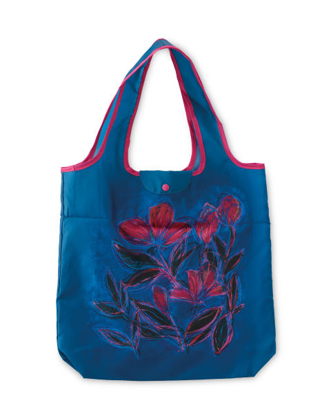 Blue Flower Recycled Pouch Bag