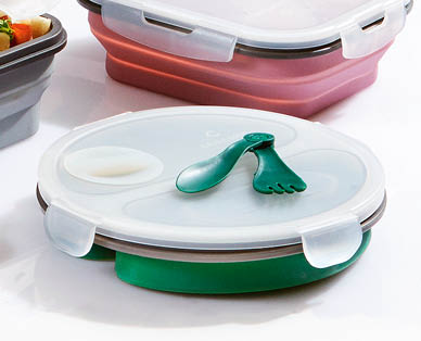 Collapsible 2 Compartment Round Lunch Box