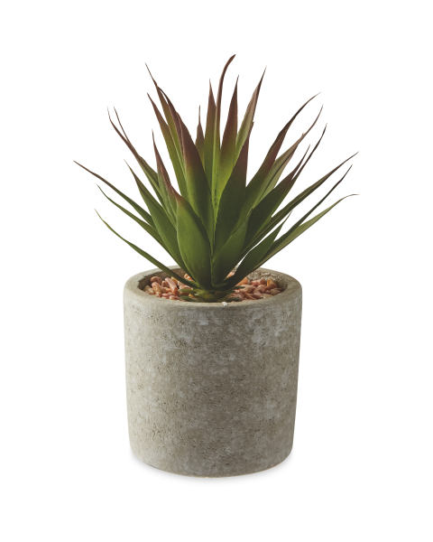 Artificial Agave Plant Stone Pot