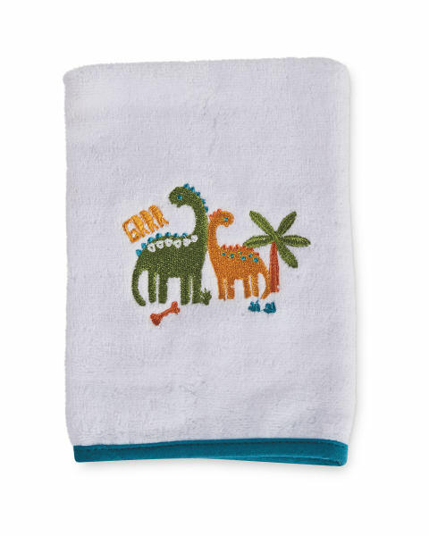 Blue Dinosaur Hooded Baby Towel/Mitt