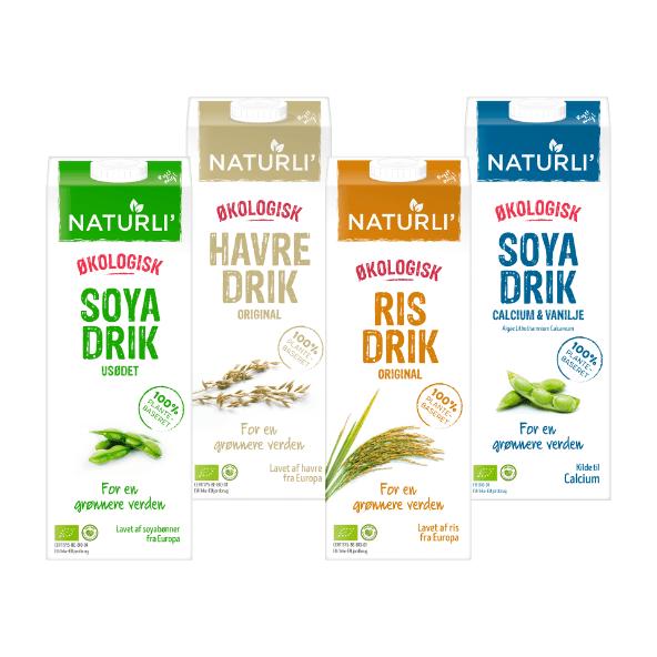 Økologisk soya-, ris- eller havredrik