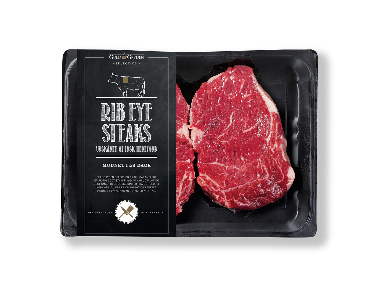BUTCHER'S SELECTION Irsk Hereford Rib eye steaks eller højrebsbøffer