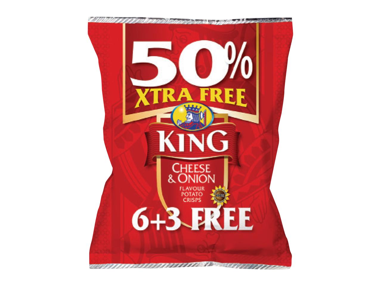 King Cheese & Onion Crisps 50% Extra Free, 9x25g