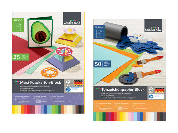 Maxi-bloc de feuilles cartonnées de couleur/ Maxi-bloc de papier à dessin de couleur
