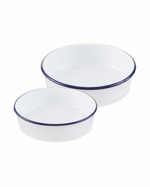 Blue Round Large Oven Dishes 2 Pack