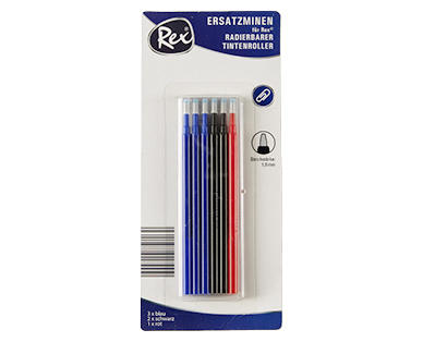 Rex(R) 4 Radierbare Tintenroller oder Nachfüllpack mit 6 Ersatzminen