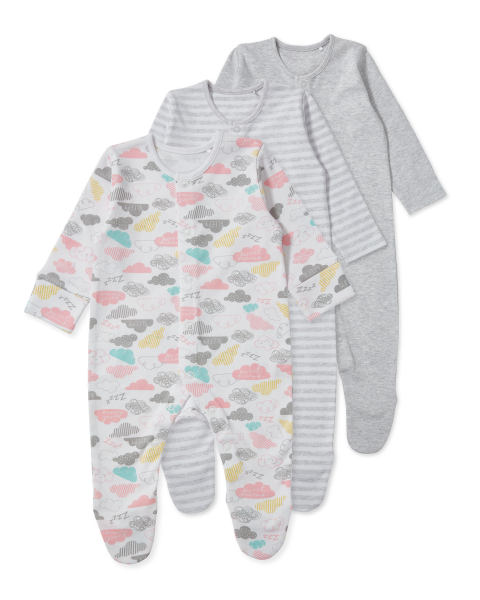 Cloud Organic Baby Sleepsuits 3 Pack