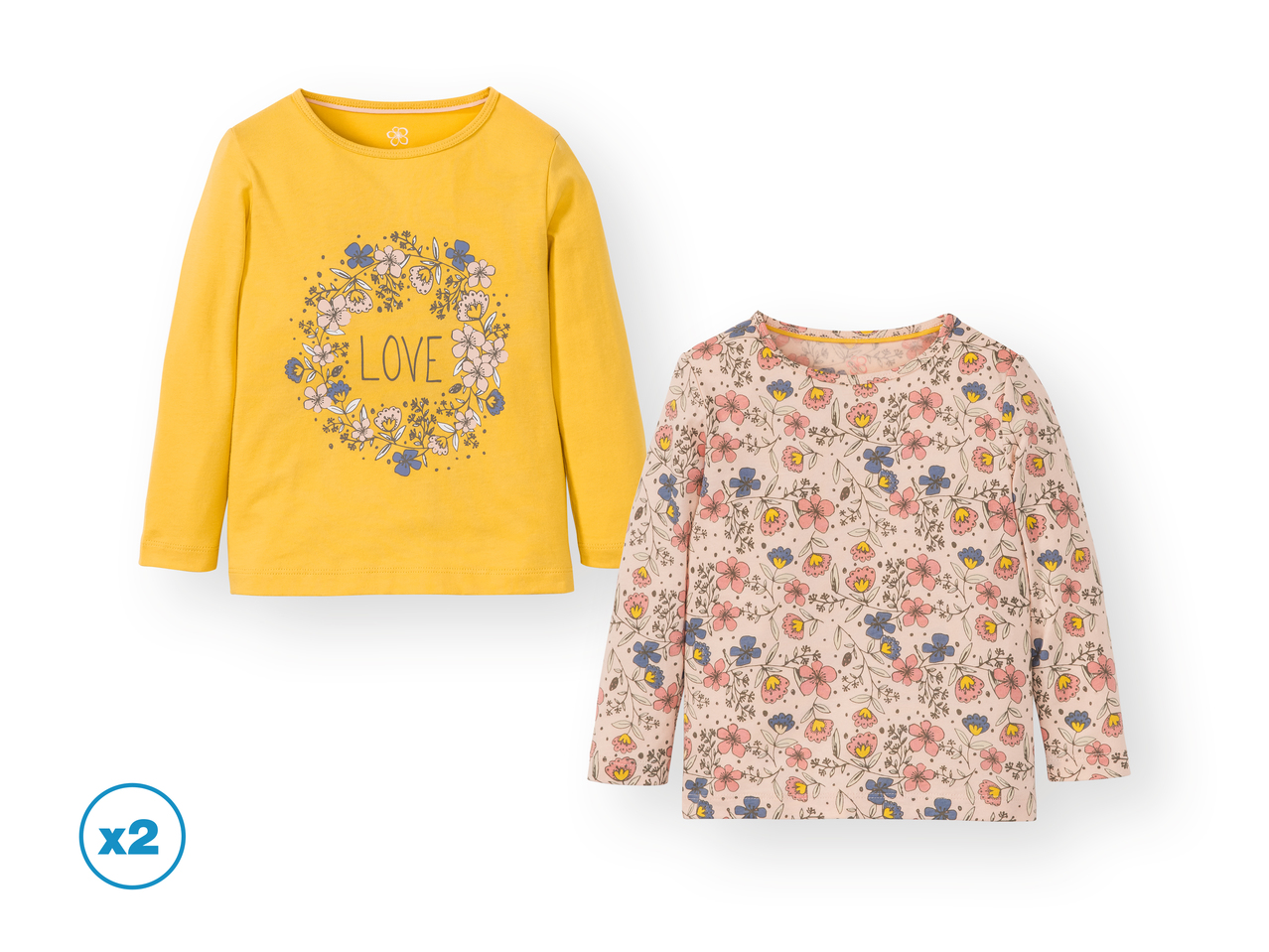 'Lupilu(R)' Camisetas manga larga niñas flores pack 2 100% algodón