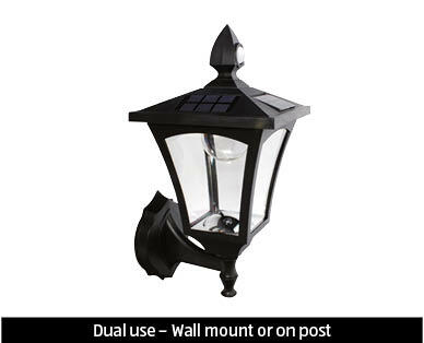 Solar LED Post Light or Post and Wall Light with Motion Sensor