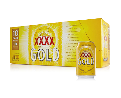 XXXX Gold Mid Strength Beer 10 x 330ml