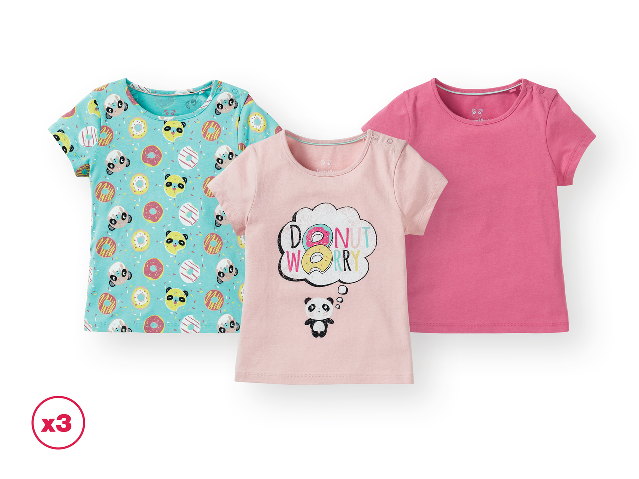 'Lupilu(R)' Camiseta manga corta rosada niños pack 3 100% algodón