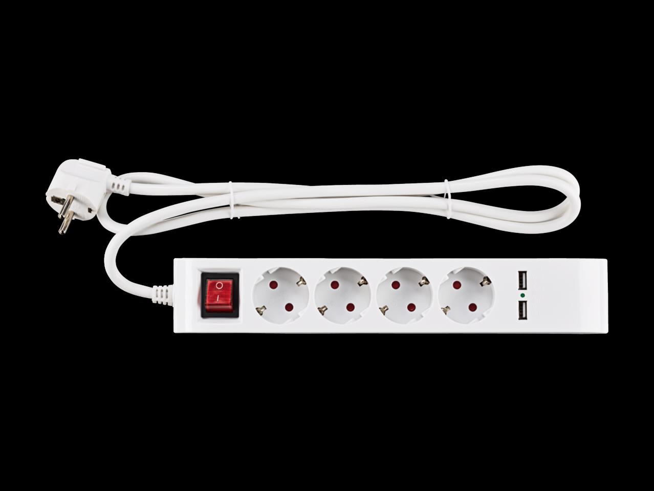 POWERFIX(R) El-skinne med 4 udtag og USB