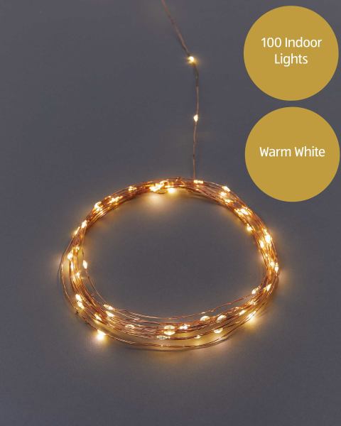 100 Mini Fine Wire Warm White Lights