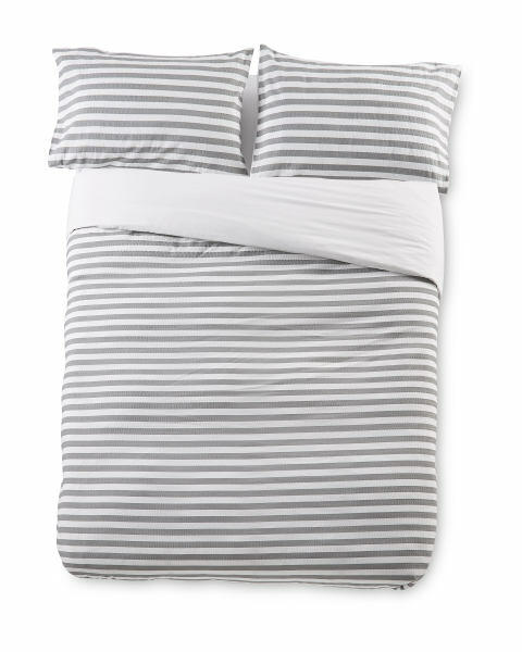 Double Charcoal Stripe Cotton Duvet