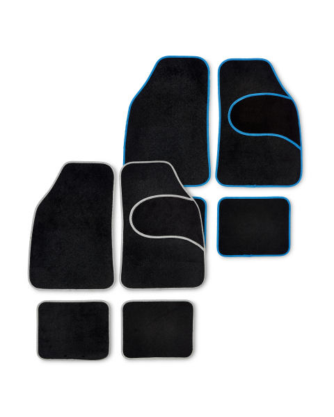 Black Car Mats with Border 4-Pack