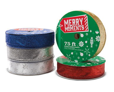 Merry Moments 1.5" or 2.5" Premium Wire Fabric Ribbon