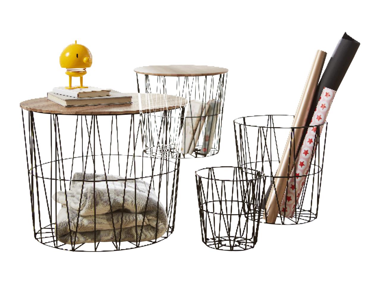 LIVARNO LIVING Side Table Set with Baskets