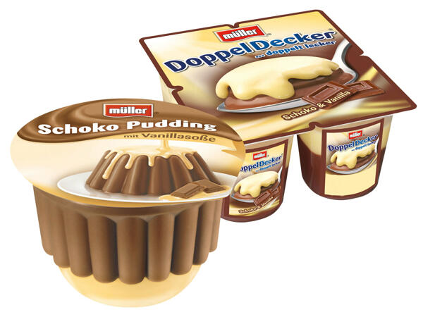 Müller Pudding mit Soße/Doppeldecker/Wackelpudding