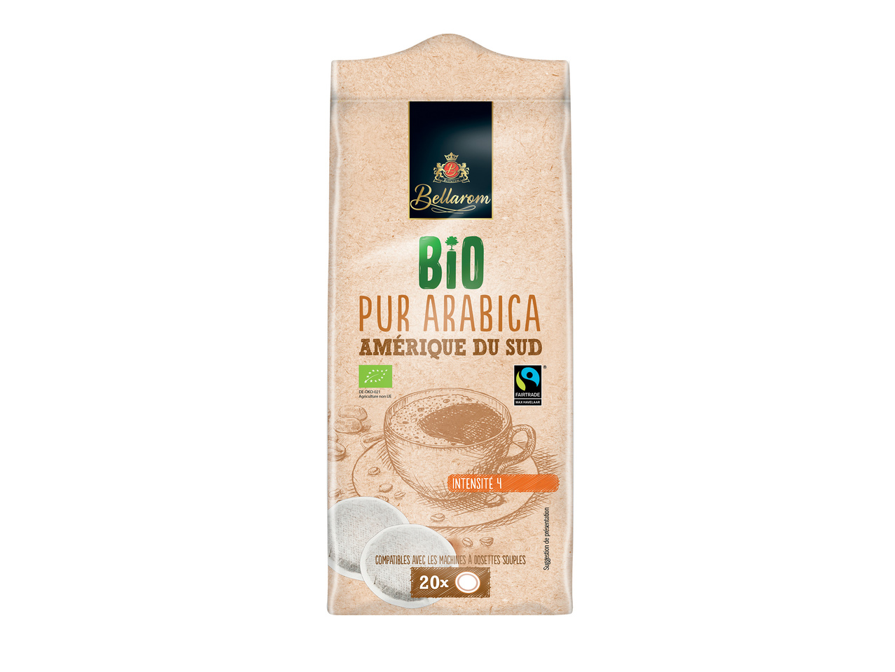 20 dosettes de café Bio d'Amérique du Sud pur arabica1