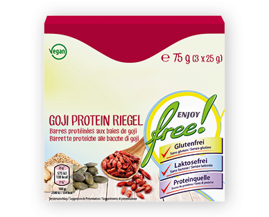Barrette proteiche alle bacche di Goji vegane senza glutine ENJOY FREE!