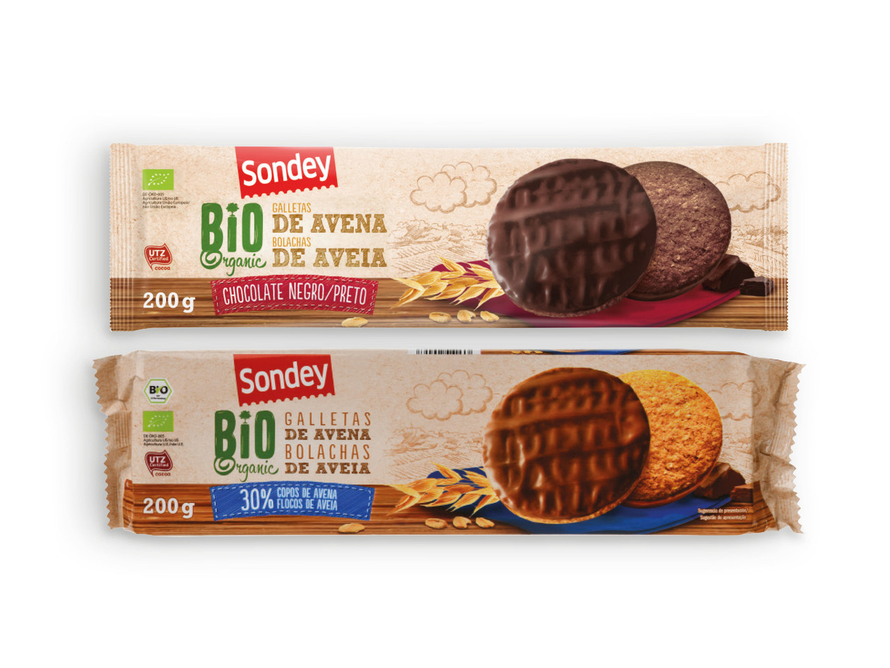 SONDEY(R) Bolachas de Aveia com Chocolate Bio