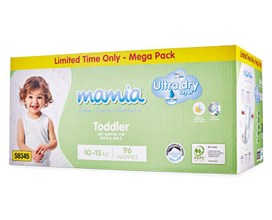 Mamia Nappy Mega Box Nappies Toddler 96pk