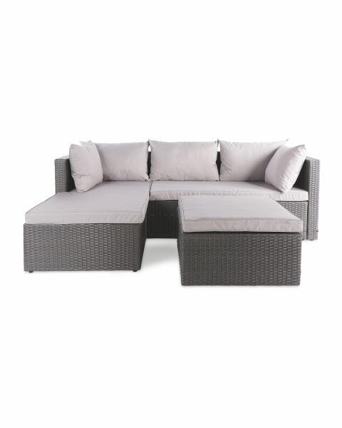Grey & Anthracite Rattan Corner Sofa