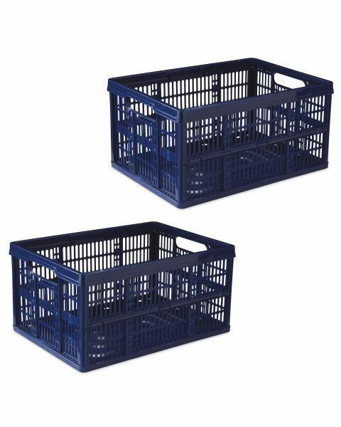 Blue Folding Crate 2 Pack