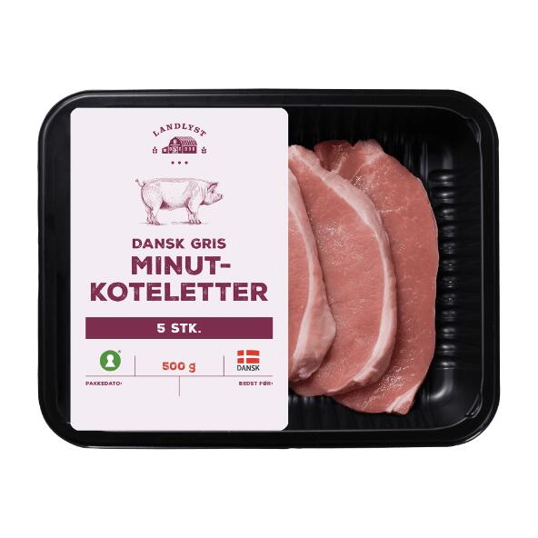 Minutkoteletter af dansk gris