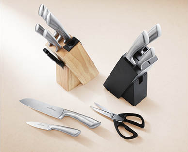 Knife Block 6pc Set with Inbuilt Sharpener