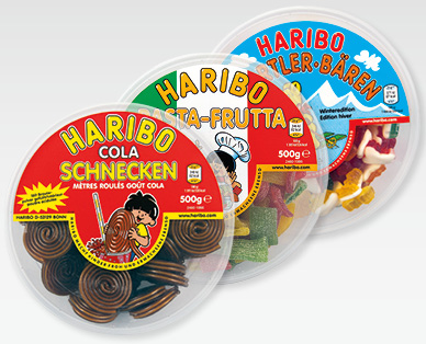 HARIBO Cola-Schnecken/Pasta-Frutta/ Sportler-Bären