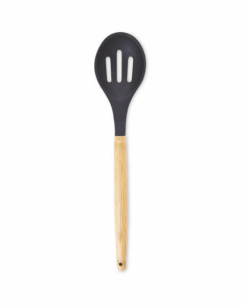 Black Wooden Slotted Spoon