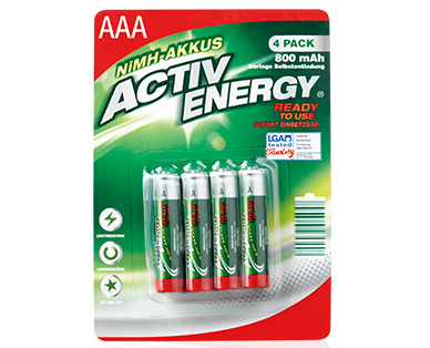 ACTIV ENERGY(R) NiMH-Akkus, Ready to use