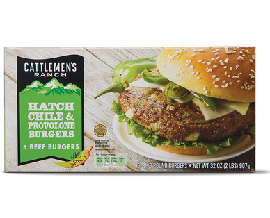 Cattlemen's Ranch Hatch Chile & Provolone or Prime Rib with Horseradish Cheese Burgers