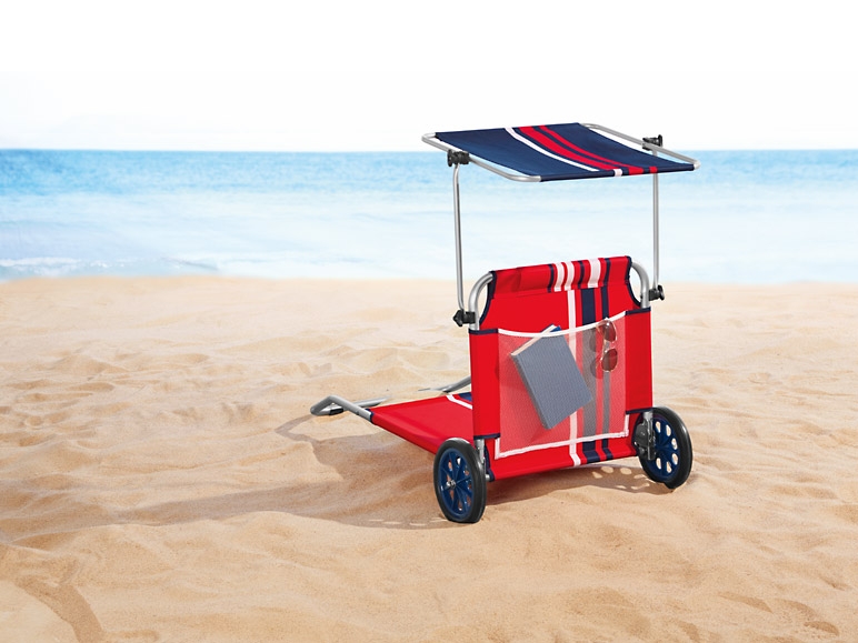 Sdraio-trolley da spiaggia, blu o rosso/blu