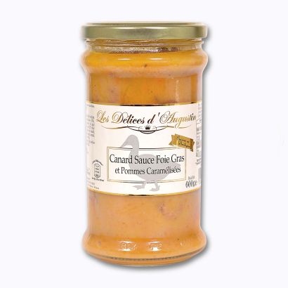 Canard sauce foie gras et pommes caramélisées