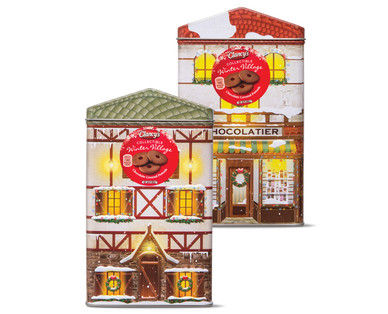 Clancy's Winter Village Tin With Chocolate Covered Pretzels