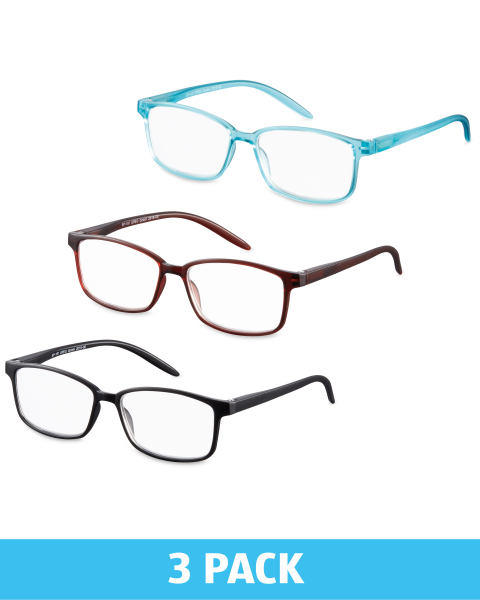 3 Pack Womens Square Glasses