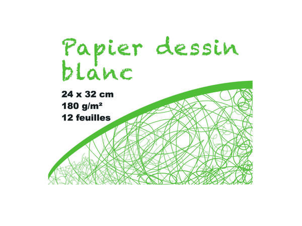 Pochette 12 feuilles papier dessin blanc, calque ou millimétré
