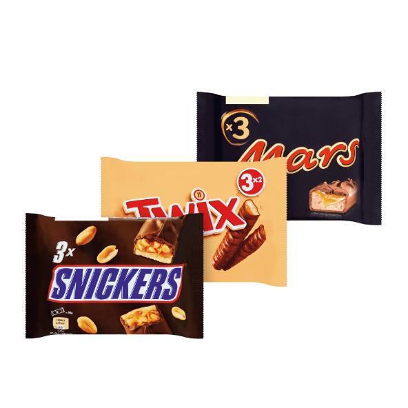 Twix, Mars of Snickers 3-pack