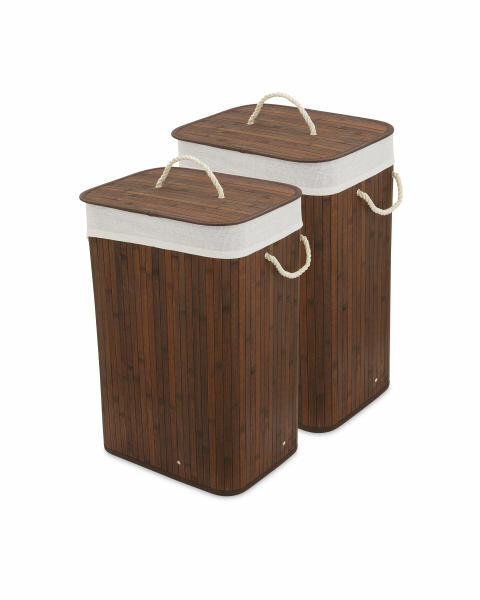 Brown Bamboo Laundry Basket 2 Pack