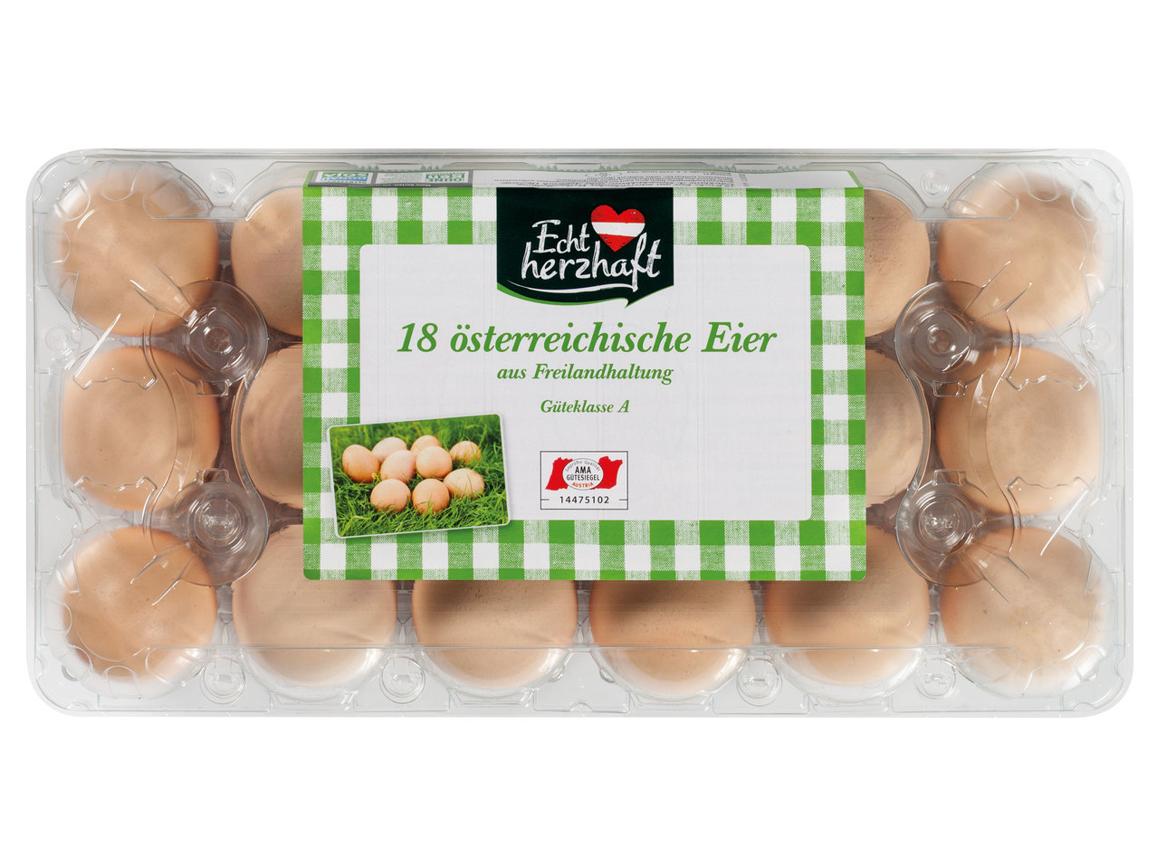 ECHT HERZHAFT 18 österreichische Eier aus Freilandhaltung
