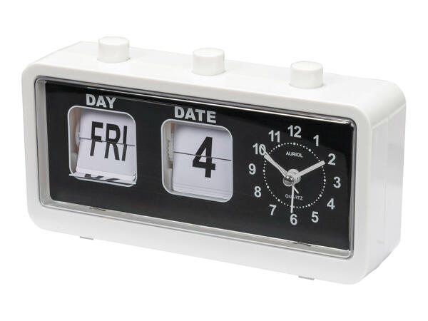 Auriol Retro Alarm Clock with Flap Calendar