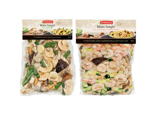 Mushrooms with Asparagus or Courgettes and Shrimp